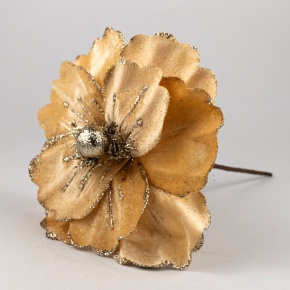 Магнолия с глиттером на вставке, D22см, золотой в интернет-магазине флористических аксессуаров Азалия Декор