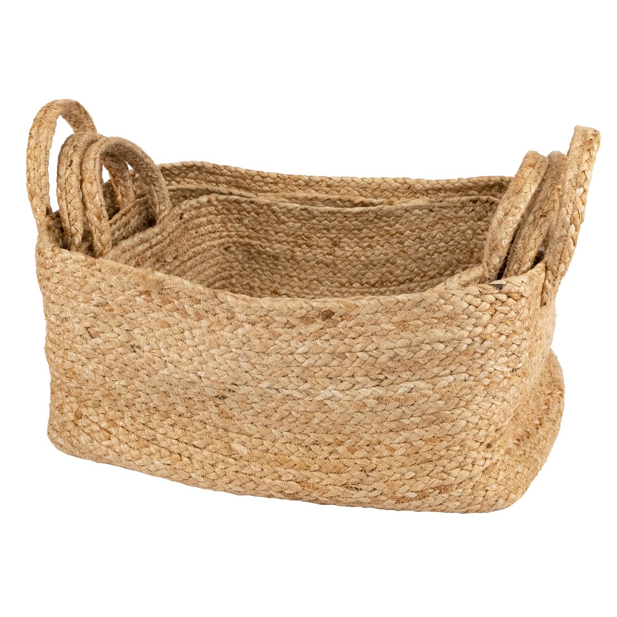 Набор корзин плетеных 3шт. (джут), 40х30xH19см, натуральный в интернет-магазине флористических аксессуаров Азалия Декор