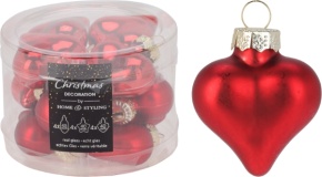 Набор подвесных украшений Сердечки в тубе (стекло) 12шт., 4см, красный в интернет-магазине флористических аксессуаров Азалия Декор
