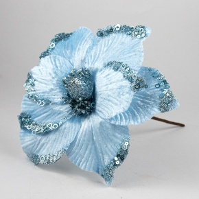 Магнолия с глиттером на вставке, D25см, голубой в интернет-магазине флористических аксессуаров Азалия Декор