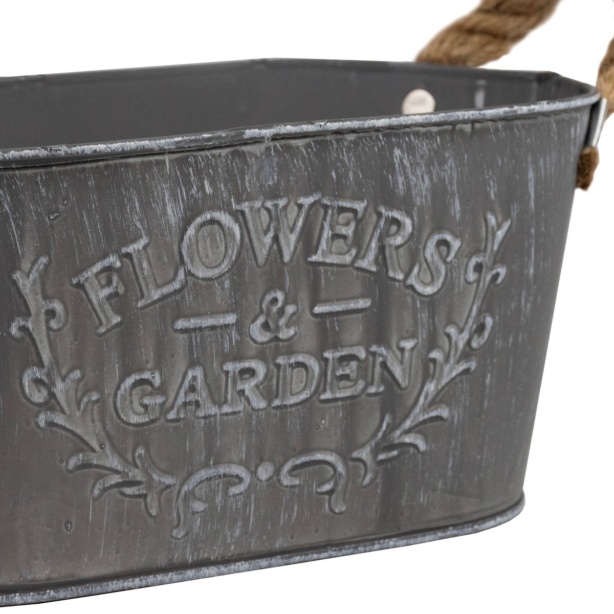 Кашпо с ручками (металл), 18x11,5хH9см, серый в интернет-магазине флористических аксессуаров Азалия Декор