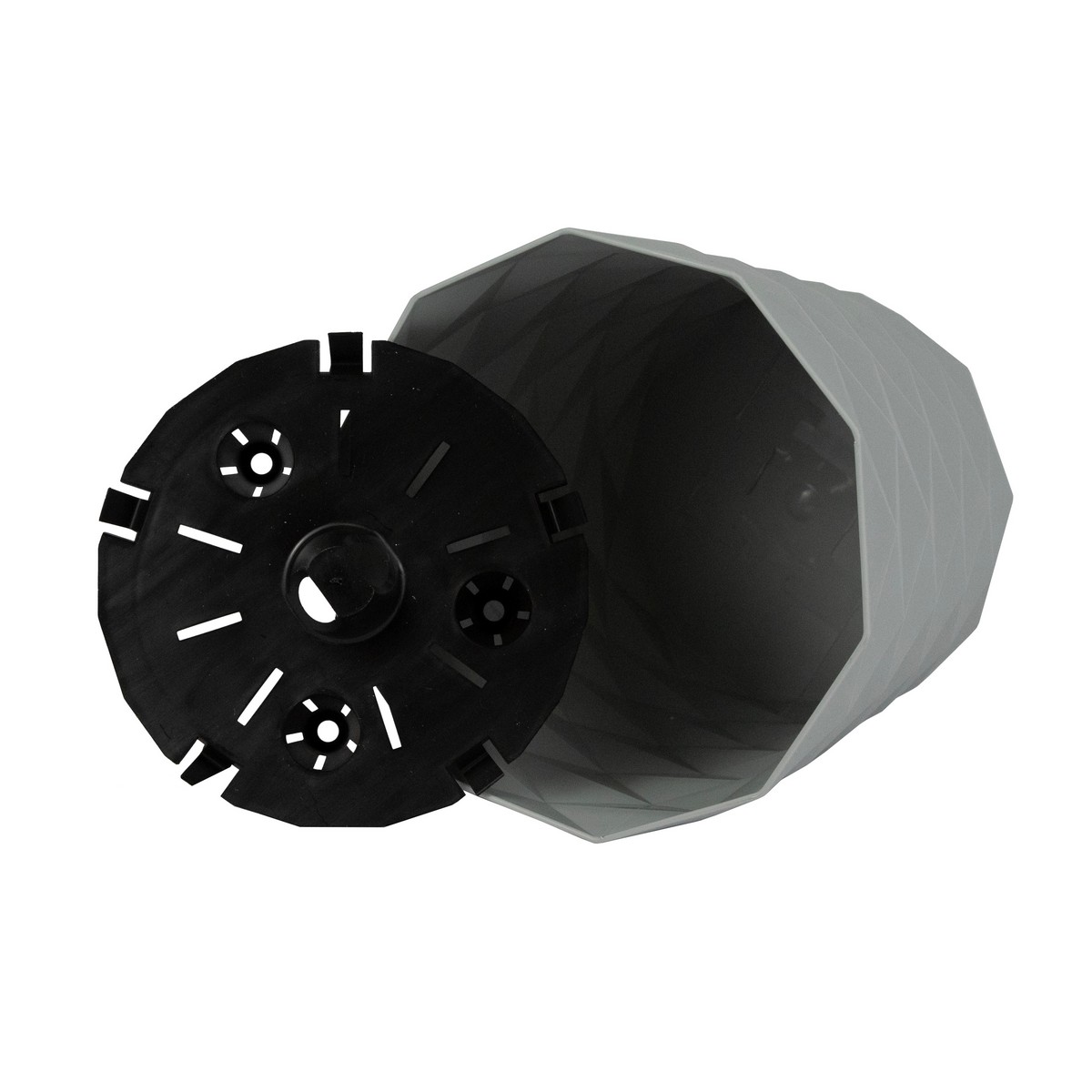 Кашпо Диамант (пластик), D14xH13см, 1,5л, серый в интернет-магазине флористических аксессуаров Азалия Декор