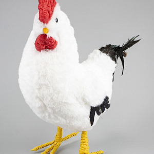 Сувенир Петух (пенопласт, перо), Н43см, белый в интернет-магазине флористических аксессуаров Азалия Декор
