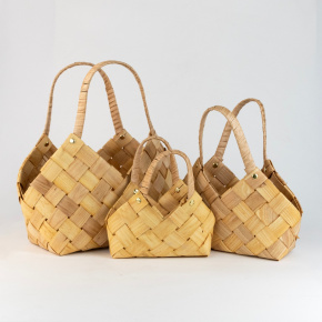 Набор корзин плетеных Сумка 3шт. (секвойя), 28x18x19xН30см, натуральный в интернет-магазине флористических аксессуаров Азалия Декор