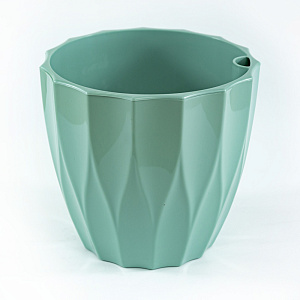 Кашпо Флюте со вставкой (пластик), D18xH16,5, 3л, нефритовый в интернет-магазине флористических аксессуаров Азалия Декор