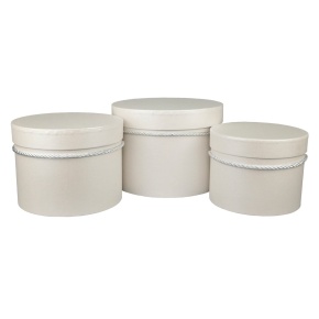 Набор коробок подарочных круглых 3шт., D19,7xH14,5см, белый в интернет-магазине флористических аксессуаров Азалия Декор