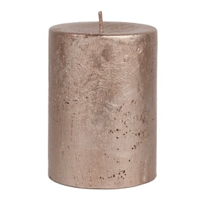 Свеча-столбик Металлик (55 часов), H10xD7см, розовый в интернет-магазине флористических аксессуаров Азалия Декор