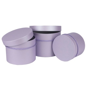 Набор коробок подарочных круглых 3шт., D19,7xH14,5см, сиреневый в интернет-магазине флористических аксессуаров Азалия Декор