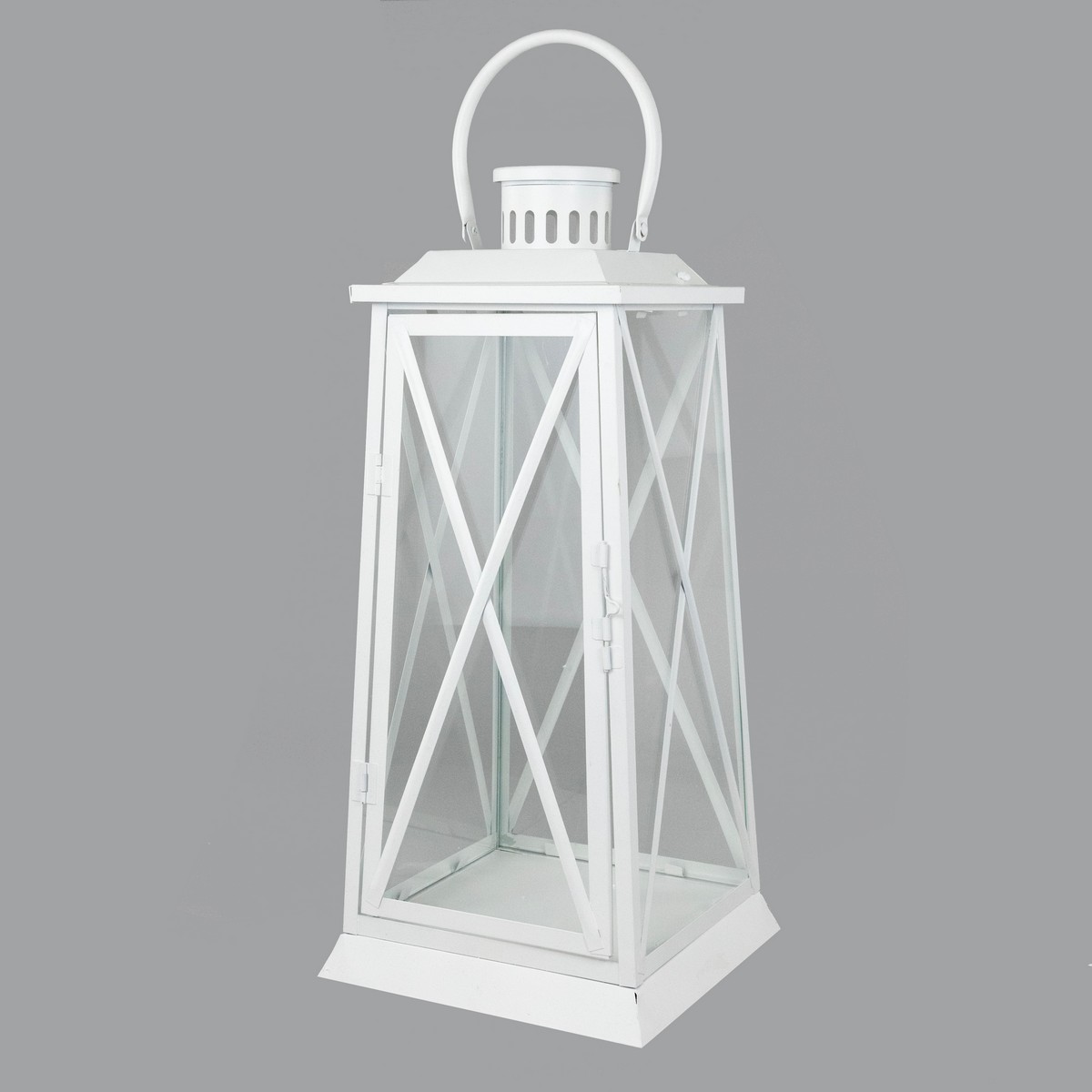 Набор фонарей 3шт. (металл/стекло), 22x22xH50см, белый в интернет-магазине флористических аксессуаров Азалия Декор