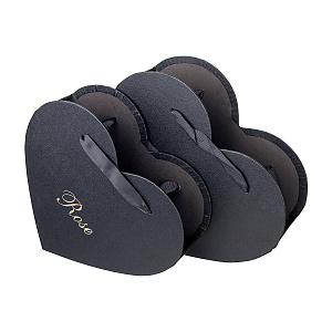 Набор коробок Сердце 2шт, 29,3x24,8x10см, черный/24шт. в интернет-магазине флористических аксессуаров Азалия Декор