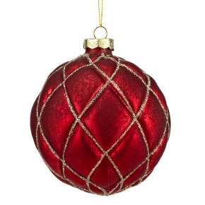 Украшение подвесное Шар (стекло), D10см, красный в интернет-магазине флористических аксессуаров Азалия Декор