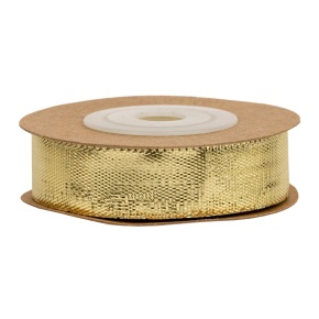 Лента декоративная (полиэстер), 15 мм 10 м, золотой в интернет-магазине флористических аксессуаров Азалия Декор