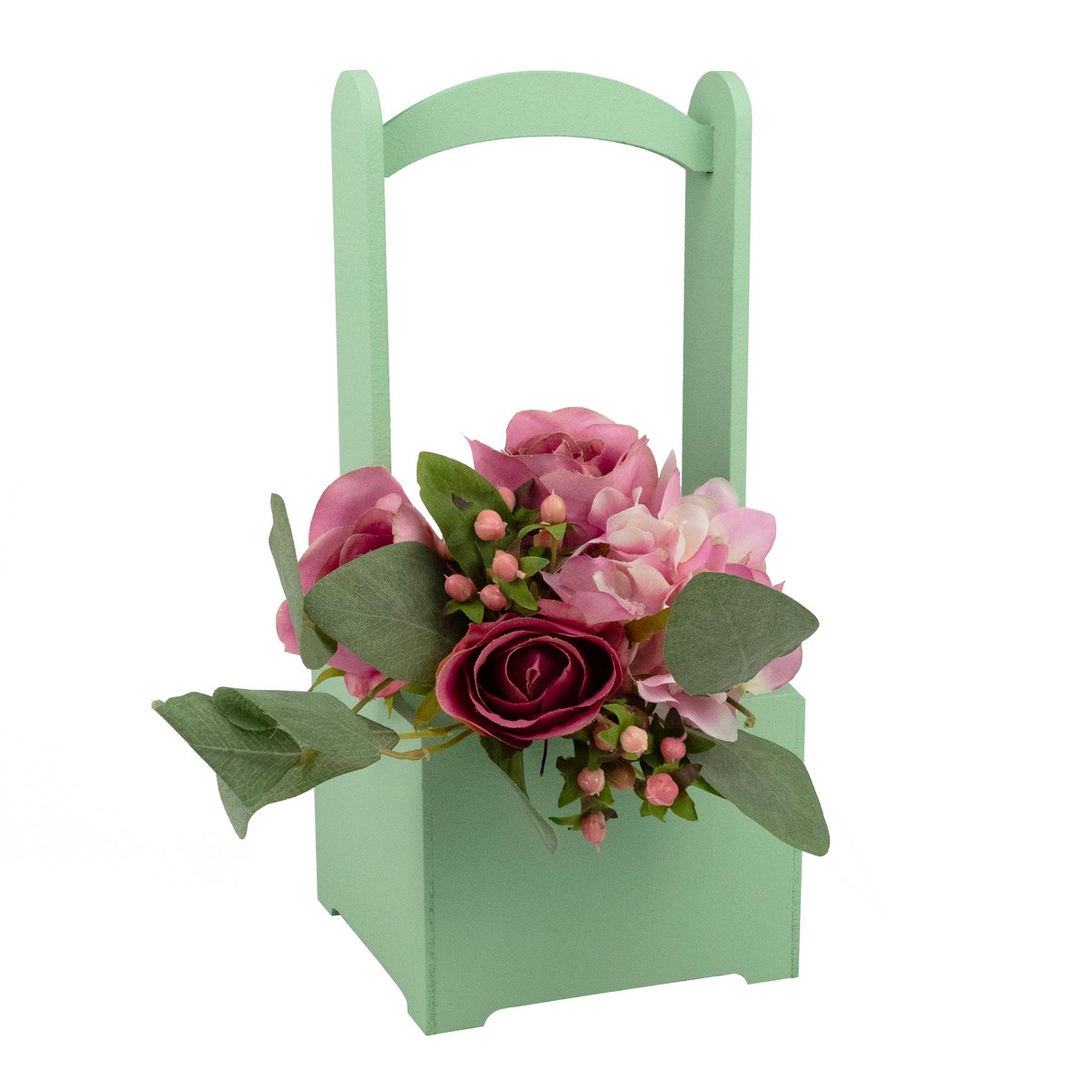 Корзина (дерево), 14х14х30см, оливковый в интернет-магазине флористических аксессуаров Азалия Декор