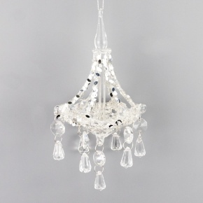 Украшение подвесное Люстра (стекло), H17x8см, серебряный в интернет-магазине флористических аксессуаров Азалия Декор