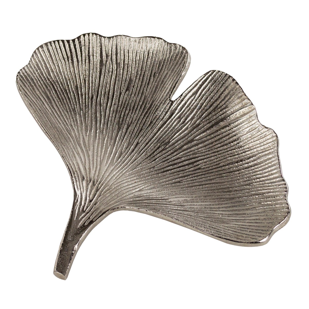 Блюдо Лист Гинкго (металл), 29х27хН3см, серебряный в интернет-магазине флористических аксессуаров Азалия Декор