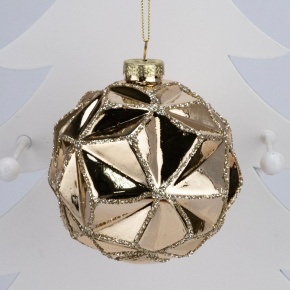 Украшение подвесное Шар (стекло), D10см, золотой в интернет-магазине флористических аксессуаров Азалия Декор
