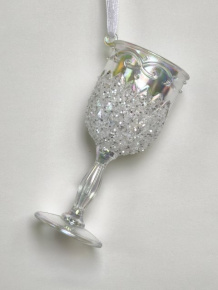 Украшение подвесное Бокал (пластик), 10,5х4,5см, перламутровый в интернет-магазине флористических аксессуаров Азалия Декор