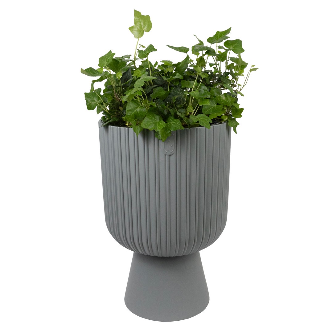 Кашпо со вставкой Мика на ножке (пластик), D29xH43см, 5,5л, серый в интернет-магазине флористических аксессуаров Азалия Декор