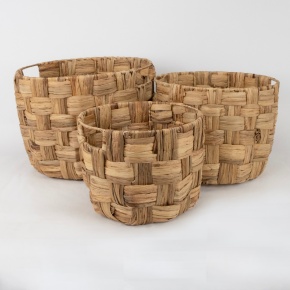 Набор корзин плетеных 3шт. (растительный материал), D38хH28см, натуральный в интернет-магазине флористических аксессуаров Азалия Декор