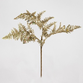 Ветка Папоротник с глиттером, 27см, шампань в интернет-магазине флористических аксессуаров Азалия Декор