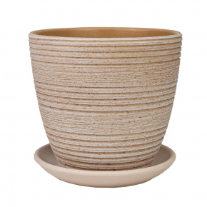 Цв. горшок с поддоном Халва (керамика), D11,5xH10,5см, 0,7л, бежевый в интернет-магазине флористических аксессуаров Азалия Декор