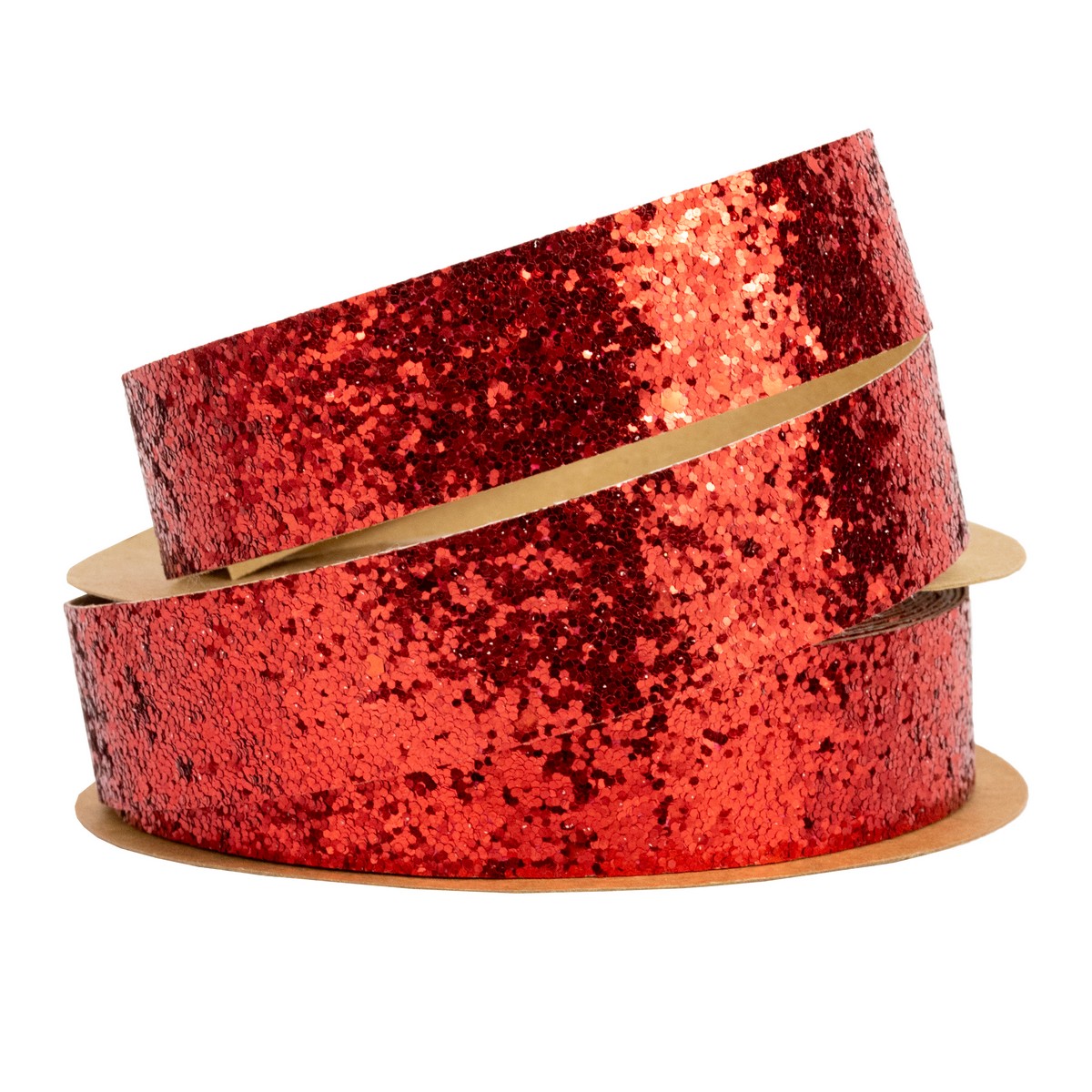 Лента Глиттер (полиэстер), 25 мм 10 м, красный в интернет-магазине флористических аксессуаров Азалия Декор