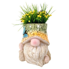 Кашпо Гном (магнезия), 23х21,5хH25,5см, песочный/зеленый в интернет-магазине флористических аксессуаров Азалия Декор