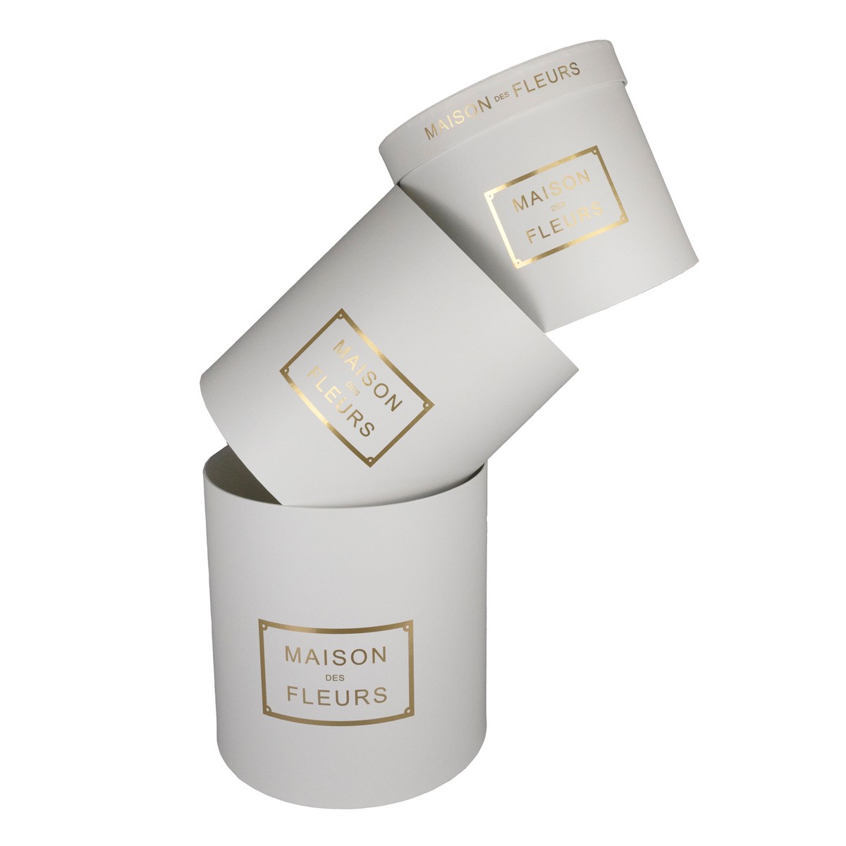 Набор коробок подарочных круглых 3шт., D24xH24см, белый в интернет-магазине флористических аксессуаров Азалия Декор