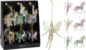 Украшение подвесное Фея/Единорог (пластик), 12х8,5см, в асс., цв. в асс. в интернет-магазине флористических аксессуаров Азалия Декор