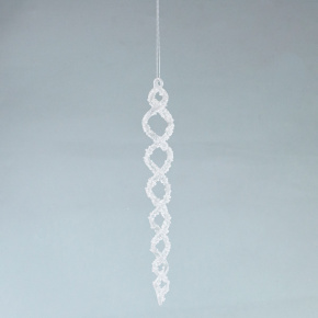 Украшение подвесное Сосулька с глиттером (стекло), 25см, белый в интернет-магазине флористических аксессуаров Азалия Декор