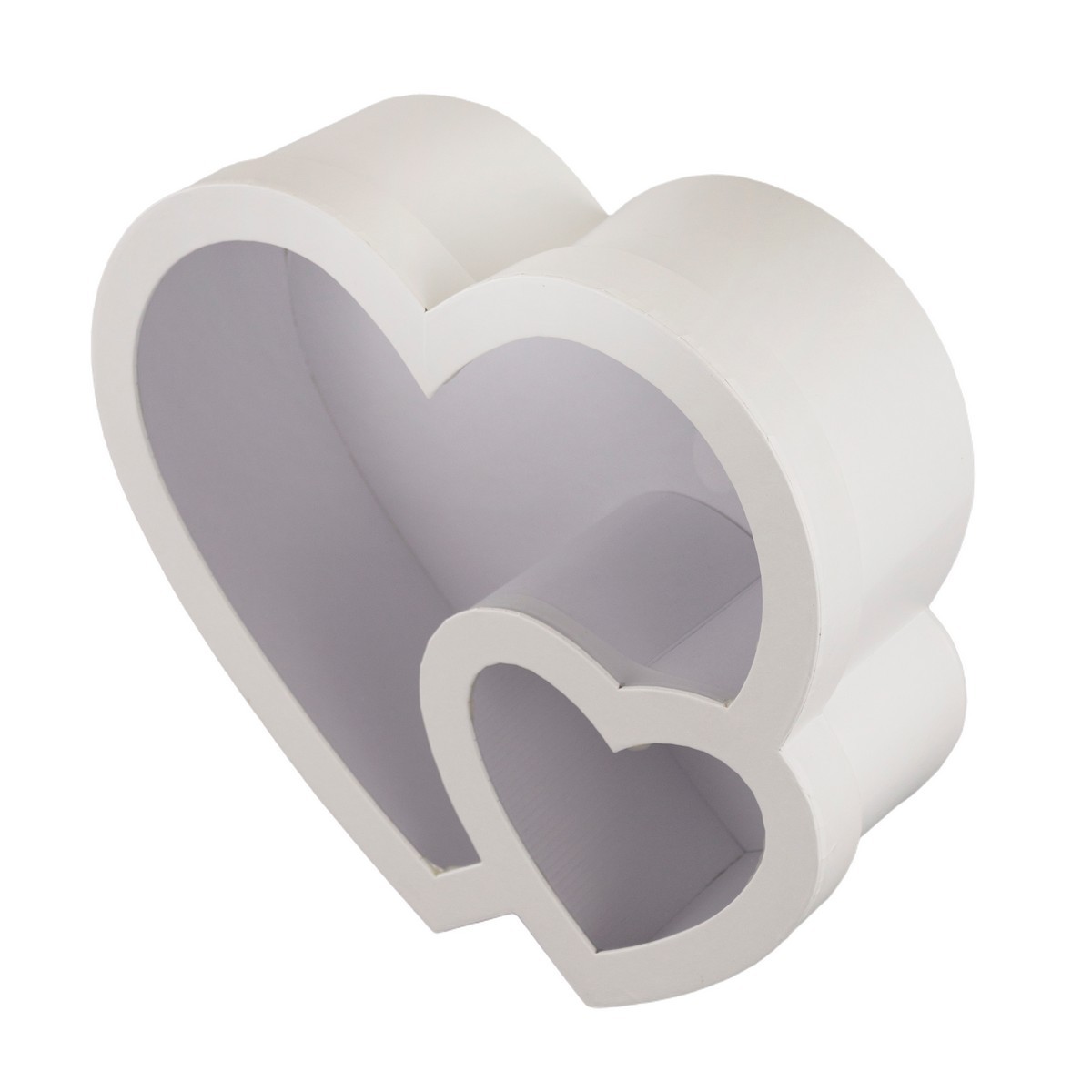 Коробка подарочная Сердце двойное (картон), 30,5x28xH11см, белый в интернет-магазине флористических аксессуаров Азалия Декор