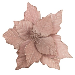 Пуансетия с глиттером на прищепке, D28см, розовый в интернет-магазине флористических аксессуаров Азалия Декор