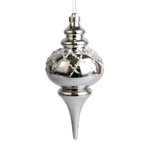 Украшение подвесное Юла (пластик), Н25,5см, серебряный в интернет-магазине флористических аксессуаров Азалия Декор
