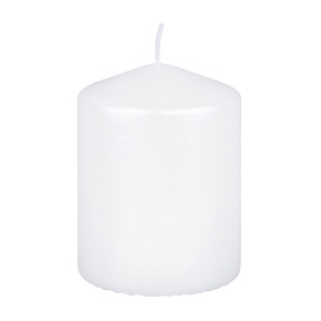 Свеча-столбик Металлик, H10xD7,5см, белый в интернет-магазине флористических аксессуаров Азалия Декор