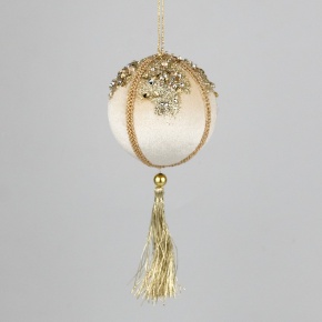 Украшение подвесное Сердце с кисточкой, 11см, белый в интернет-магазине флористических аксессуаров Азалия Декор