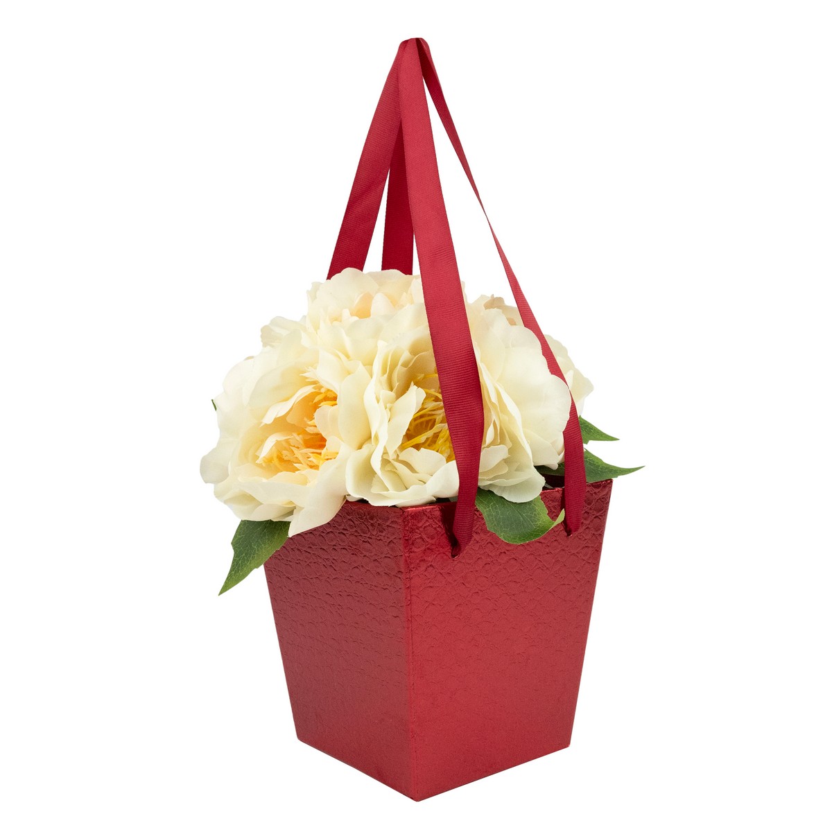 Сумка для цветов Трапеция, 14,5х11х15см, красный в интернет-магазине флористических аксессуаров Азалия Декор