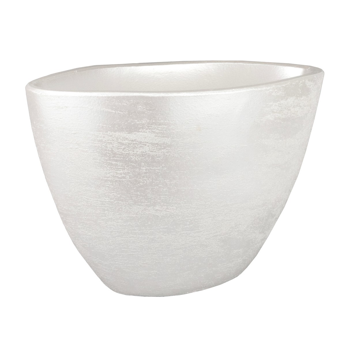 Кашпо Лодка (керамика), D23xН15см, серебряный в интернет-магазине флористических аксессуаров Азалия Декор