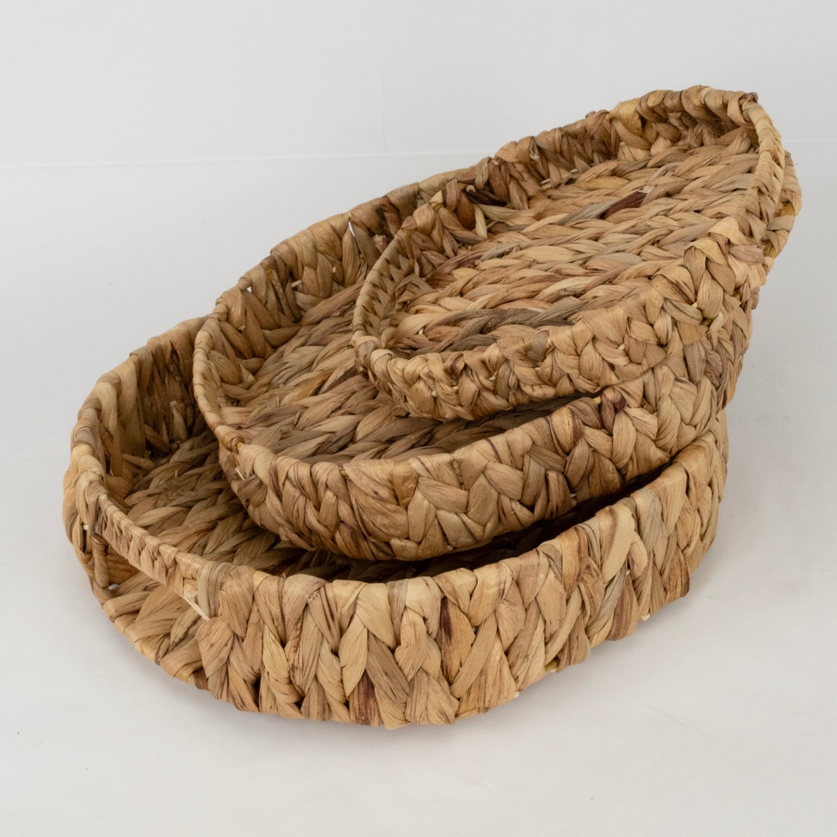 Набор подносов плетеных 3шт, (растительный материал), 35х30xH8см, натуральный в интернет-магазине флористических аксессуаров Азалия Декор