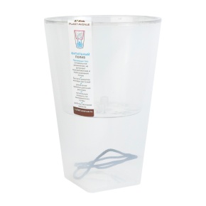 Кашпо Грейс со вставкой (пластик), D12xH18см, 1,3л, прозрачный в интернет-магазине флористических аксессуаров Азалия Декор