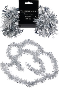 Гирлянда Мишура (пластик), 3м, серебряный в интернет-магазине флористических аксессуаров Азалия Декор