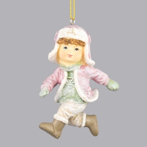 Украшение подвесное Мальчик (полирезин), H9x6,5x3,5см, розовый в интернет-магазине флористических аксессуаров Азалия Декор