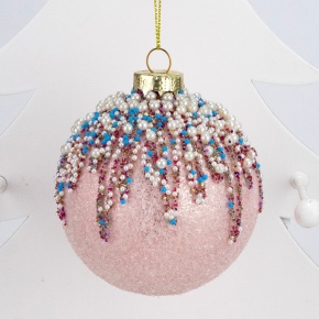 Украшение подвесное Шар (стекло), D8см, розовый в интернет-магазине флористических аксессуаров Азалия Декор