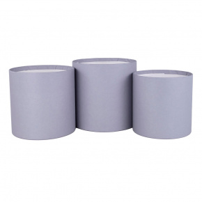 Набор коробок подарочных круглых без крышки 3шт., D16xH16 см, серый в интернет-магазине флористических аксессуаров Азалия Декор