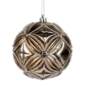 Украшение подвесное Шар (пластик), D10см, серебряный в интернет-магазине флористических аксессуаров Азалия Декор