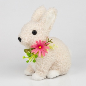 Сувенир Кролик (пенопласт/текстиль), H15x12x8см, белый в интернет-магазине флористических аксессуаров Азалия Декор