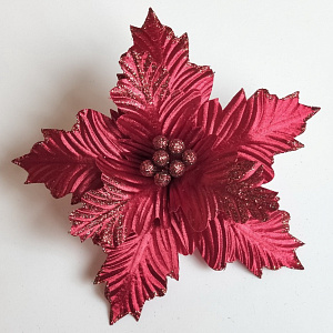 Пуансетия на вставке, D25см, бургунди/48/480шт. в интернет-магазине флористических аксессуаров Азалия Декор