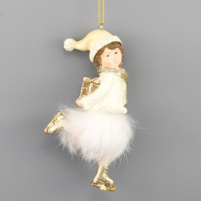 Украшение подвесное Девочка (полирезин), H12x5,5x4см, золотой в интернет-магазине флористических аксессуаров Азалия Декор