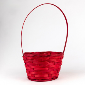 Корзина плетеная (бамбук), D16х10хH32см, красный в интернет-магазине флористических аксессуаров Азалия Декор