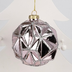 Украшение подвесное Шар (стекло), D10см, розовый в интернет-магазине флористических аксессуаров Азалия Декор