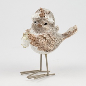 Сувенир Птичка с глиттером (полирезин), Н12х10х5,5см, серый в интернет-магазине флористических аксессуаров Азалия Декор